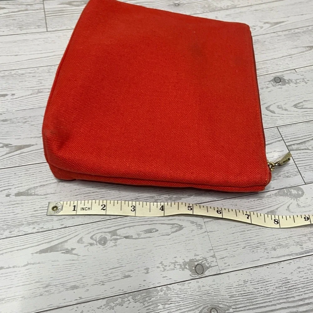 Spartina 449 Sweet as a Peach Linen Canvas Cosmetic Pouch Makeup Bag Gold Zip